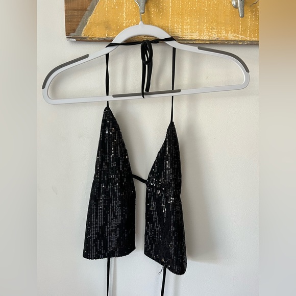 Edikted - Sequined Tie Triangle Top- size Medium - Picture 1 of 4
